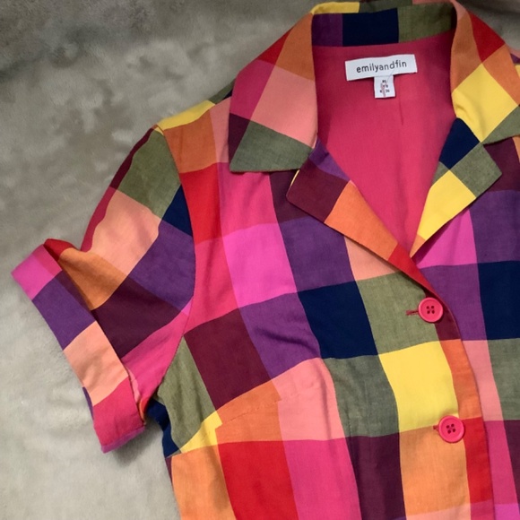 Emily and Fin Pink/Multicolored Button Down Dress Size US XS UK 8 EU 36 - Picture 6 of 13